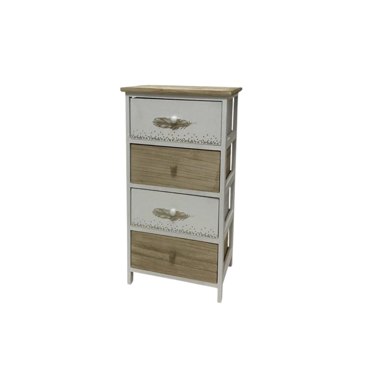 Kommode FederGrazia aus Holz mit drei Schubladen im Holz-Weiss Design