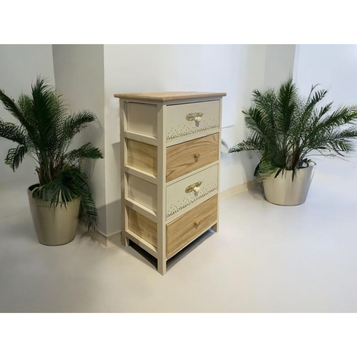 Kommode FederGrazia im modernen Wohnstil – Holz-Weiss Look